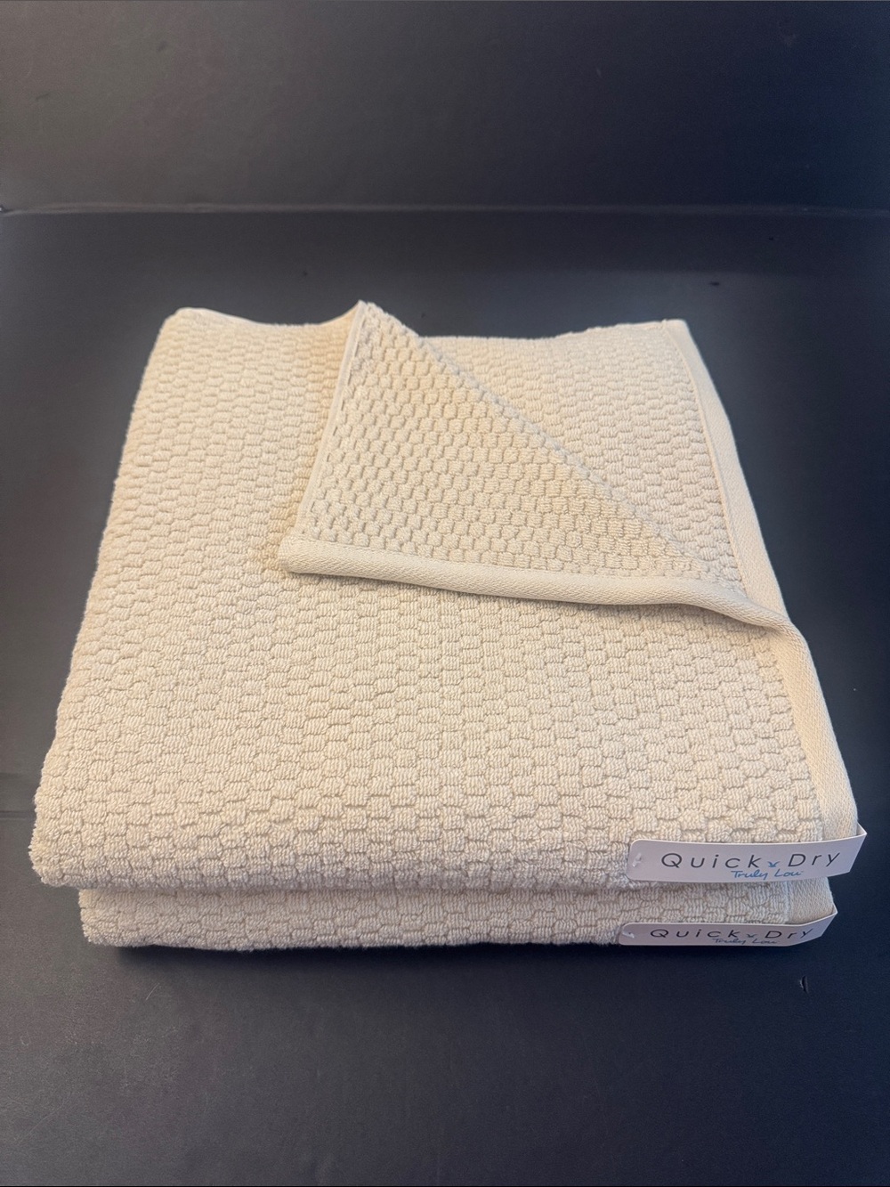 8pc TRULY LOU Quick Dry Zero Twist Cotton Bath Towel Set - Birch - Bone - Picture 5 of 10